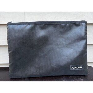 Black JUNDUN Fireproof Document Money Bag Waterproof Pouch Zipper 13.5" x 9.5"